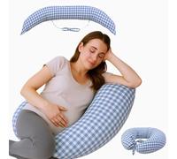 Mobiclinic®, Nursing Pillow and Pregnancy, 3 in 1, Adjustable Straps, 180 Cm, Breastfeeding pillow, Multifunction, Aura, Removable and Washable, Multi-position, Cotton and Polyester, Vichy Print