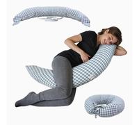 Mobiclinic®, Nursing Pillow and Pregnancy XXL, 3 in 1, 100% Cotton Cover, 150 Cm, Adjustable Straps, Breastfeeding pillow, Multifunction, Aura, Removable and Washable, Multi-position, Vichy Print