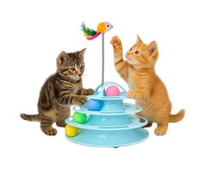 Mobiclinic® Pets Cat Toy Interactive Catplay, Sensory Stimulation, 4 Levels, 4 Balls, Easy to Assemble, 12 x 24 x 16.5 cm, Interactive Tower for Cats, Non-Slip