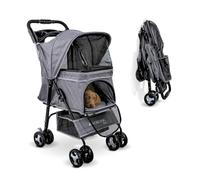 Mobiclinic® Pets Foldable Dog Pram, Up to 15 kg, Ideal for Small Dogs, Pet Stroller, Zuma, Wheels with 360° Brakes, XXL Basket, 3 Windows with Zip and Mosquito Net, Cup Holder