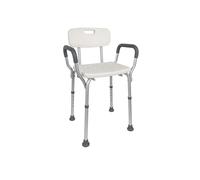 Mobiclinic, Puerto, Bath and Shower Stool, Orthopaedic Shower Chair, Perching Stool, Height-Adjustable, Non-Slip Rubber Tips, Armrests and Backrest, Lightweight