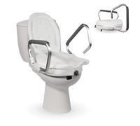 Mobiclinic®, Raised Toilet Seat with Handles, 7 Inch / 17 cm, Foldable Armrests, with Lid, Fits Oval Toilets, Ergonomic, Lightweight, European Brand, Model Guadiana