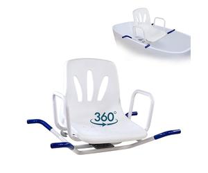 Mobiclinic® Swivel Bath Chair, Lago, Armrests and backrest, 360º swivel, Anatomical, European Brand, Waterproof, For the elderly, disabled or persons with reduced mobility