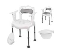 Mobiclinic®, Toilet Chair, 6-Level Adjustable Height, 3.5L Removable Urinal, Seat and Back Cushions, Multifunction, Non-Slip End Caps, Guido