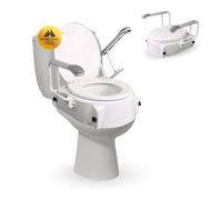 Mobiclinic®, Toilet Seat Lift, Raised Toilet Seat with Lid, Elevated Toilet Seat, 17 cm, Adjustable, Tiltable, Folding Armrests, Bath Aid for The Elderly, White