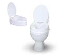 Mobiclinic®, Toilet Seat Riser, 4 inches (10 cm), Titán, with Lid, Raised Toilet Seats for Elderly, Adaptable to Oval Toilets, Elevated Toilet Seat for Adults