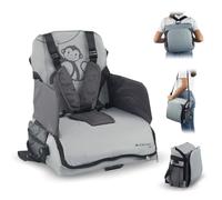 Mobiclinic®, Travel Booster Seat, Foldable, Travel-Friendly, with Storage compartments, 6 to 36 Months, Up to 15 kg, Adjustable 5-Point Harness, Baby Booster seat, Ideal for mealtimes, Grey, Monkey