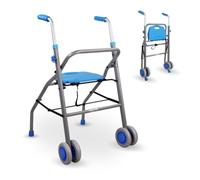 Mobiclinic®, Walking Frame with Wheels, Lightweight Foldable Rollator, Adjustable Height, Rollator 2 Wheels, Aluminium, Walker with Seat, Max. 136 kg, Adults, Future, Walker for Seniors, Backrest