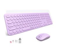 Mobifice Cute Wireless Keyboard and Mouse Combo for PC Computer,Laptop,Windows,Mac,Tablets,Slim 2.4GHz USB Cordless Full Size Silent Retro Computer Mouse and Keyboard Set（Violet）