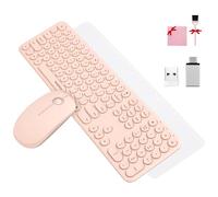 Mobifice Cute Wireless Keyboard and Mouse for Computer, Laptop, Windows, Mac, Tablets, Ultra Thin USB 2.4GHz Wireless Full Size Silent Retro