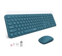Mobifice Cute Wireless Keyboard and Mouse for PC Laptop Windows Mac Tablets Apple iPad Ultra Thin 2.4GHz USB Wireless Full Size Silent Retro Keyboard and Mouse