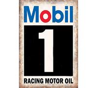 Mobil 1 Racing Motor Oil Retro Vintage Tin Metal Sign Wall Decor for Home Garage Bar Man Cave 8x12inch