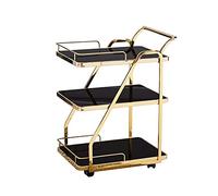 Mobile 3-Tier Wine Trolley - Wrought Iron Kitchen Service Cart Stylish Home Bar Stand Versatile Rolling Storage for Dining & Entertaining