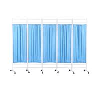 Mobile 5-panel Medical Privacy Screen Room Divider With Removable Nylon Fabric For Hospitals, Offices, And Beauty Salons(Color-2)