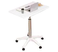 Mobile Adjustable Podium on Wheels Height-Adjustable Presentation Stand for Classroom & Office Sturdy Design for Teachers Lectures & Public Speaking (White)