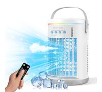 Mobile Air Conditioner, 1400ML Air Cooler with Remote Control, 3 Speed, 2 Mist Modes, 7 LED Lights Mini Air Conditioner, Air Cooler Fan for Home, Office