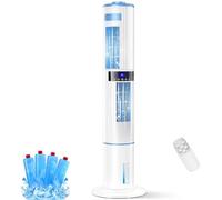 Mobile Air Conditioner, 43.3'' Tower Fan 65W 60°/360° Auto Oscillation, 10m/s Wind Speed 3 Mode 24H Timer Low Noise Remote Control Evaporative Air Cooler w 4 Ice Box Bladeless for Home Bedroom Office