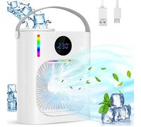 Mobile Air Conditioner, 900ML Silent Portable Air Conditioner, 4 in 1 Air Cooler, USB Mini Air Conditioner Fan, 3 Speed, 2 Mist Modes, Mini Air Conditioner for Room (A)
