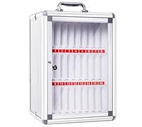 Mobile Aluminum Cell Phone Storage CabinetWallMounted Organizer with Lock 24 Slot Desktop Pocket Chart Locker for Secure Phone Storage