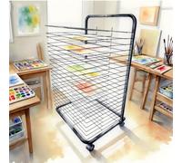 Mobile Art Drying Rack with Lockable Wheels for Classroom Studio Home & School - Adjustable Height Space-Saving Design Perfect for Artists & Educators