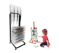 Mobile Art Drying Rack with Removable Shelves and Lockable Wheels for Studio Organization
