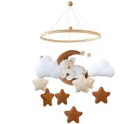 Mobile Baby Bed Bell with Sheep, Stars, Clouds, Moon Girls Hanging Mobile Wind Chime for Cot Bed