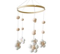 Mobile Baby Felt Baby Mobile for Bed & Changing Table, Handmade Wind Chime with Natural Wooden Beads, Mobile Baby Crafts Felt, Newborn Gift for Boys and Girls, Rice Yellow