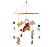Mobile Baby Wind Chimes, Rainbow Baby Bed 3D Rocket Bed Bell Newborn Crib Bed Bell Hanging Game Mobile Baby Cot Decoration for Baby Girls Boys