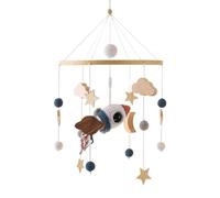Mobile Baby Wind Chimes, Rainbow Baby Bed 3D Rocket Bed Bell Newborn Crib Bed Bell Hanging Game Mobile Baby Cot Decoration for Baby Girls Boys