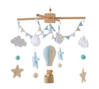 Mobile Baby Wood + Wool Ball, Hot Air Balloon Star Cloud Bunting Flags, Wind Chime Rattle Changing Table, Children's Room Hanging Bed Bell (C)