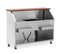 Mobile Bar Station With ice Container & Bottle Holder 150 cm Wood-look Counter Royal Catering - Bartending Accessories by Brown,Metallic silver