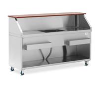 Mobile Bar Station With ice Container & Bottle Holder 180 cm Wood-look Counter Royal Catering - Bartending Accessories by Brown,Metallic silver
