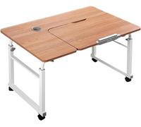 Mobile Bed Desk with Wheels, Adjustable Height Computer Desk on Wheels for Laptop, Home Office and Bedroom Use