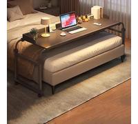 Mobile Bedside Table with Wheels - Height Adjustable Overbed Tray Desk and Laptop Cart for Easy Use by Sofa or Bed