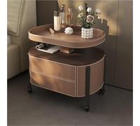 Mobile Bedside Table with Wheels, Nightstand with 2 Drawers & Tray, Multifunctional Storage Cabinet & Trolley for Living Room
