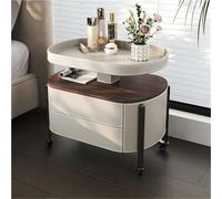 Mobile Bedside Table with Wheels Nightstand with 2 Drawers & Tray Sofa Side Table Multifunctional Storage Cabinet & Mobile Trolley,Ideal for Living Room