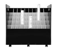 Mobile Blueprint Storage 50-Slot Rolling File Cart for Construction Plans Architectural Drawings Office Blueprint Holders - Black File Cabinet