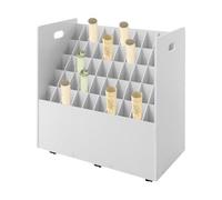 Mobile Blueprint Storage - 50-Slot Rolling File Cart for Plans & Documents, White Blueprint Cabinet with Wheels for Office & Home Use