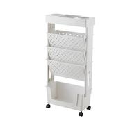 Mobile Book Cart on Wheels 6-Layer Rotating Detachable Bookshelf for Office Classroom Dorm & Teachers - White Mobile Storage Solution