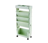 Mobile Book Cart on Wheels 6-Layer Rotating Library Bookshelf Detachable for Teachers Office Dorm Classroom - Green