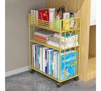 Mobile Book Cart, Rolling File Organizer with Lockable Wheels, Large Metal Utility Cart for Document Access and Office Home Storage