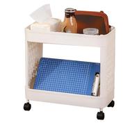 Mobile Bookcase, Book cartPlastic Mobile Bookshelf with Wheels, 2/3/4 Tier Slim Rolling Storage cart Movable for, Classroom, Kitchen,2(2 Tier)