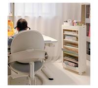 Mobile Bookshelf Cart with Caster Wheels - Adjustable Study Room Magazine Rack for Classroom and Library - White Reading on Wheels