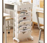 Mobile Bookshelf Cart with Wheels - White Rolling Book Cart for Bedroom School Libraries & Home - Versatile Storage Solution for Families and Students