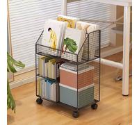 Mobile Bookshelf for Living Room Narrow Rolling Storage Unit Large Capacity Bookcase White Shelf for Bedroom & Living Room Organization
