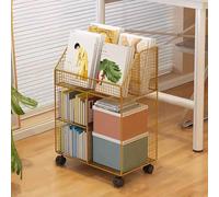 Mobile Bookshelf for Living Room Narrow Rolling Storage Unit Large Capacity Library Furniture White Bookcase for Living Room & BedroomSpaceSaving Design