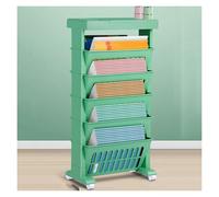 Mobile Bookshelf, Movable Bookshelf Cart, 5-Tier Rolling Utility Cart Multifunctional Storage Trolley for Office Living Room Home(Green)