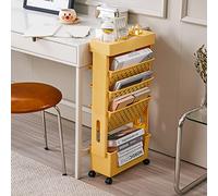 Mobile Bookshelf on Wheels - 5-Tier Rolling Book Cart Magazine Rack & Utility Trolley - Versatile Shelf Unit for Home Office & Library - Space-Saving Storage Solution