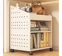 Mobile Bookshelf on Wheels - Rolling Book Storage Cart, Wooden Office Cart & Storage Rack for Home Office, Art Supplies, Under Desk Side Cabinet