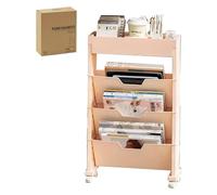 Mobile Bookshelf on Wheels - Space-Saving Rolling Utility Cart, Multi-Functional Desk Organizer & Storage Solution for Home & Office - Stylish White Design Insert Size